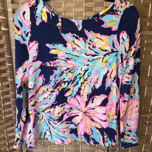 Lilly Pulitzer Tristan Al Fresco Print Twist Back Cut Out Top XS No flaws!